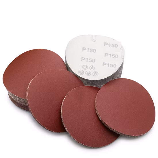 バッキングフィルム研磨サンドペーパー工場レッド 5 インチ 125 ラウンドフックとループ木製家具自動車研磨自己粘着研磨サンドペーパー
